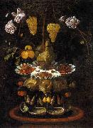 Juan de Espinosa, A fountain of grape vines, roses and apples in a conch shell